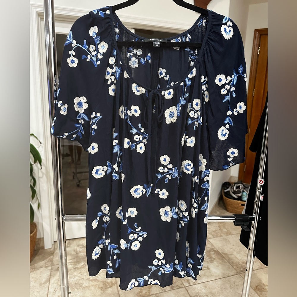 Karen Kane Black Floral Peasant Top Blouse Shirt Plus Size 2X - Picture 2 of 8